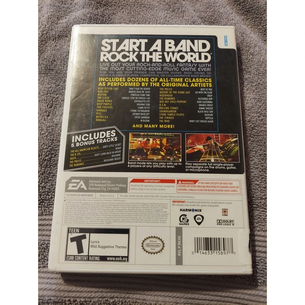Rock Band Video Game for Nintendo Wii Complete With‎ Manual Tested & Working